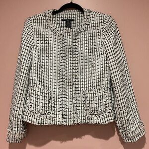 Apostrophe Black and White Textured Blazer